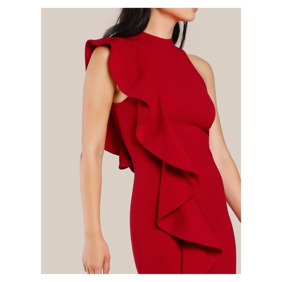 MBM Unlimited Dresses & Skirts - Deep Red Sleeveless Ruffle Bodycon Dress